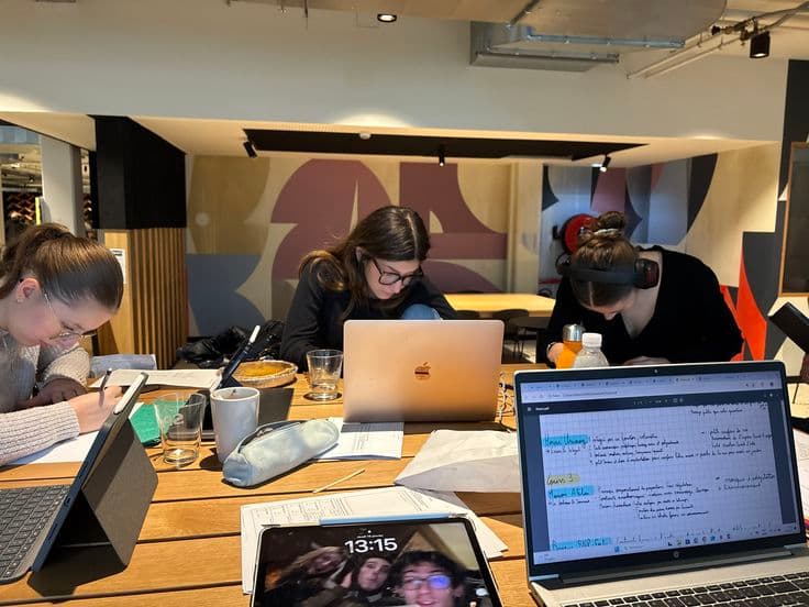 Students turning notes and laptops into study material